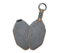 WUZUTU Durable Smart Car Key Fob Cover Case Compatible with BYD Equation DMI Formula Leopard Super 3 5 8 9 2023 2024 Premium Suede Leather Lightweight Key Protector Key Fob Shell 4 Buttons-Dark Gray