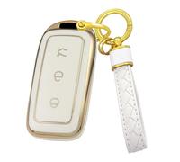 WUZUTU Durable TPU Full Protection Car Key Fob Cover Compatible with Geely Galaxy EX5 E5 E8 L6 L7 Max 2024 2025 Starry 8 E5 Proton E.MAS 7 Starship L7 Practical Key Case Keyring 3 Buttons-B White