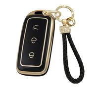 WUZUTU Flexible Soft TPU Car Key Fob Cover Compatible with Geely Galaxy EX5 E5 E8 L6 L7 Max 2024 2025 Starry 8 E5 Proton E.MAS 7 Starship L7 Durable Smart Control Key Shell Key Case 3 Buttons-C Black