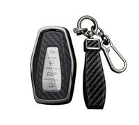 WUZUTU for Geely Coolray Car Key Fob Cover Compatible with Geely Geometry C Monjar X6 X7 EX7 Emgrand GT GX5 NL3 GC9 Starray Proton X70 2024 Drop-Proof Leather Key Fob Case Metal Key Shell 4 Buttons-E