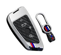 WUZUTU Glow in The Dark Car Key Fob Cover Case Fit for BMW 2 4 5 6 7 Series X1 X2 X3 X4 X5 X6 M8 M7 M6 M5 M4 M3 M2 M1 430i 340i 840i Metal Frame Key Shell with Keychain 4 Buttons-B2 Silver