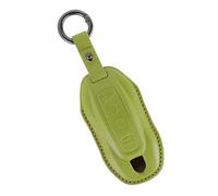 WUZUTU High Quality Leather Car Key Case Soft Key Case Compatible with Porsche Macan Turbo 4 EV Electric Model 2024 2025 Taycan 2022 Luxury Key Bag Key Ring A-Green