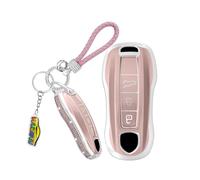 WUZUTU Key Case Car Key Case Protective Cover Compatible with Porsche Cayenne Panamera Macan 911 Carrera Taycan 2019 2020 Key Cover Key Box Cover Gift Idea 3 Buttons Pink-2