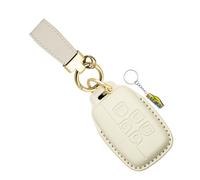 WUZUTU Key Case Car Key Cover Protective Case Compatible with Land Rover Range Rover Evoque Freelander Discovery4 for Jaguar XE XJ XF F-pace Leather Key Ring A-White