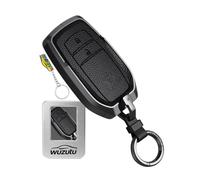 WUZUTU Key Case Metal Leather Key Cover Key Case Compatible with Toyota Yaris Cross Hilux Corolla GR Supra Aygo X BZ4X 2025 for Subaru Solterra Keychain Accessories A-Black