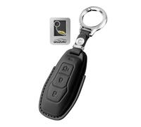 WUZUTU Key Case Protective Nappa Leather Key Box Compatible with Ford Mondeo MK5 Edge Mustang S-Max Galaxy Range for Lincoln MKZ MKC MKX Keyless Key Case Key Case Key Fob Black