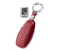 WUZUTU Key Case Protective Nappa Leather Key Box Compatible with Ford Mondeo MK5 Edge Mustang S-Max Galaxy Range for Lincoln MKZ MKC MKX Keyless Key Case Key Case Key Ring Red