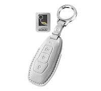 WUZUTU Key Case Protective Nappa Leather Key Box Compatible with Ford Mondeo MK5 Edge Mustang S-Max Galaxy Range for Lincoln MKZ MKC MKX Keyless Key Case Key Case Key Case Key Ring Grey