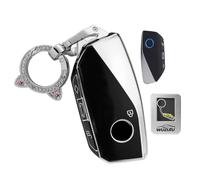 WUZUTU Key Case Silver Edge Key Cover Compatible with BMW 2 Series 3 Series 5 Series G68 7 Series G07 iX1 eDrive 20 2025 iX2 X1 X2 i4 i5 i7 I20 Scratch-Resistant Car Key Ring Decorative Accessories