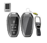 WUZUTU Key Case with Metal Frame Compatible with Audi A5 B8 8T A6 4G C7 A7 A8 Q5 Q7 Q8 S4 S5 S6 S7 R8 RS4 RS5 RS6 RS7 Transparent Buttons Key Cover Accessories Key Ring B