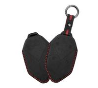 WUZUTU Leather 360 Degree Protection Car Key Fob Cover Case Compatible with BYD Equation DMI Formula Leopard Super 3 5 8 9 2023 2024 Dustproof Durable Key Protector Key Ring Key Shell 4 Buttons-Black