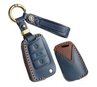 WUZUTU Leather Car Key Case Compatible with Chevy Aveo Trax for Opel Vauxhall Adam Astra Corsa Mokka for Buick Excelle GT Encore Key Cover Key Fob Key Box 2 Buttons Blue