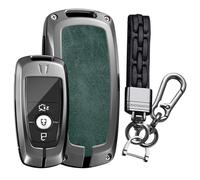 WUZUTU Leather Protection Car Key Fob Cover Compatible with Ford Escape Expedition Explorer Fusion Mustang Ranger F-150 F-250 Lincoln Aviator Corsair Car Accessories Key Case 2/3/4/5 Buttons-C Green