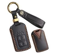 WUZUTU Leather Protective Key Case Cover Key Case Compatible with Honda Accord Jade Civic HR-V XR-V CR-V Fit Jazz Vezel City Odyssey Key Cover 2 Buttons Black