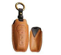 WUZUTU Leather Smart Keyless Remote Car Key Fob Case Compatible with BYD Han Ev Tang Dm Qin Plus Song Pro Max Yuan Generation Atto3 Buckle E-Seed GT Hand Sewn Full Protection Key Holder-A Brown