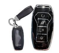 WUZUTU Lightweight Key Shell Compatible with BYD Han Ev Tang Dm Qin Plus Song Pro Max Yuan Generation Atto3 Buckle E-Seed GT Premium TPU Full Protection Key Bag with Keychain-A Black