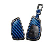 WUZUTU Metal Car Key Fob Shell Compatible with Chevy Silverado Suburban Equinox for GMC Sierra Terrain for Buick Envision for Honda Prologue Full Protection Carbon Fiber Key Case 5 Buttons-A2 Blue