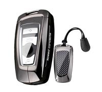 WUZUTU Metal Frame Car Key Fob Case Cover Compatible With BMW 1 2 3 4 5 6 7 Series X1 X3 X4 X5 X6 M2 M3 M4 M5 M6 X5M X6M 3GT 5GT F25 F26 E39 Carbon Fiber Pattern Key Protector Key Shell 3/4 Buttons-B