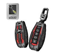 WUZUTU Metal Shell Car Key Fob Case Cover Compatible with Geely Geometry C Monjar 2026 Coolray EX7 Emgrand GT Boyue Global Kulrey Hawk Okavango 2025 Silicone Key Fob Holder Keyring 4 Buttons-A Black