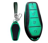 WUZUTU Practical TPU Car Key Case Compatible with BYD Qin Plusdmi Atto 3 Han EV Dolphin Song Pro Smart Keyless Entry Remote Control Soft Full Protection Key Shell Bag with Keyring-A Green