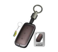 WUZUTU Premium Keyless Go Protection Key Case Waterproof Car Key Case Compatible with Geely Galaxy EX5 E5 Cityray L6 L7 Proton e.Mas 7 5 2024 2025 2026 Metal Leather Key Cover Brown-1