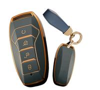 WUZUTU Premium TPU Full Protection Key Shell Compatible with BYD Han Ev Tang Dm Qin Plus Song Pro Max Yuan Generation Atto3 Buckle E-Seed GT Soft Smooth Surface Key Bag with Keychain-A Gray