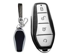WUZUTU Premium TPU Full Protection Key Shell Compatible with BYD Qin Plusdmi Atto 3 Han EV Dolphin Song Pro Soft Smooth Surface Anti-Scratched Decoration Key Bag with Keychain-A Silver