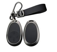 WUZUTU Remote Control Cover Key Case Alloy Leather Car Key Case Key Case Key Fob Compatible with Toyota BZ3X for GAC Aion RT 2025 Car Key Accessories A-Black