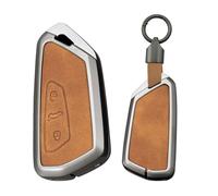 WUZUTU Smart Key Car Key Hard Cover Protective Key Case Cover Compatible with VW Golf 8 ID4 for Seat Leon MK 4 for Skoda Octavia RS 4 for Cupra Born Key Case, 3 buttons C-brown, 3 Tasten C-Braun