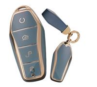 WUZUTU Smart Keyless Entry Remote Control Car Key Case Compatible with BYD Qin Plusdmi Atto 3 Han EV Dolphin Song Pro Soft Full Protection TPU Key Shell Bag with Keyring-A Gray