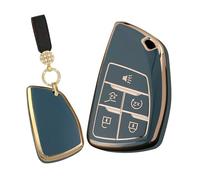 WUZUTU Smart Keyless Entry Remote Control Car Key Case Compatible with Chevy Silverado Tahoe for GMC Acadia Hummer EV for Buick Encore for Honda Prologue TPU Durable Key Holder 5 Buttons-A2 Gray