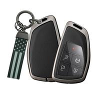 WUZUTU Smart Keyless Entry Remote Control Car Key Case Compatible with Chevy Silverado Tahoe for GMC Sierra Terrain for Buick Envision for Honda Prologue Soft Leather Keyring 5 Buttons-A4 Black