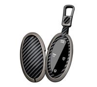WUZUTU Smart Keyless Entry Remote Control Key Case Compatible with Hyundai Ioniq 5 6 Grandeur GN7 Kona Elantra Santa Fe Santa Cruz Tucson 2024 2025 Zine Alloy Carbon Fiber Key Shell-Black