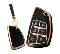WUZUTU Smart Keyless Remote Car Key Fob Case Compatible with Chevy Silverado Suburban Equinox for GMC Sierra Terrain for Buick Envision for Honda Prologue TPU Waterproof Keyring 6 Buttons-A1 Black