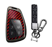WUZUTU Smart Remote Control Car Key Case Compatible with Chevy Silverado Equinox Tahoe for GMC Sierra Terrain for Buick Avenir for Honda Prologue Zinc Alloy Carbon Fiber Key Shell 5 Buttons-A1 Red