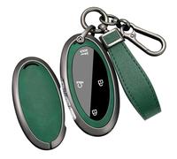 WUZUTU Soft PU Leather Smart Car Key Fob Cover Compatible with Hyundai Ioniq 5 6 Grandeur GN7 Kona Elantra Santa Fe Santa Cruz Tucson 2024 2025 Zine Alloy Key Shell Case Keyring 5/7 Buttons-A Green