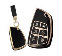 WUZUTU Soft TPU Car Key Fob Case Compatible with Chevy Equinox Suburban Tahoe for GMC Sierra Canyon for Buick Envision for Honda Prologue Drop-Resistant Anti-Scratch Key Holder 6 Buttons-A2 Black