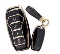 WUZUTU Soft TPU Smart Keyless Remote Car Key Fob Case Compatible with BYD Han Ev Tang Dm Qin Plus Song Pro Max Yuan Generation Atto3 Buckle E-Seed GT Full Protection Key Holder Keyring-A Black