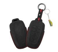 WUZUTU Suede Leather Shell Car Key Fob Cover Case Compatible With Ford Edge Explorer Expedition Fusion 2025 2026 F550 2024 For Lincoln Nautilus 2025 Hand Sewn Key Fob Holder Keyring 5 Buttons-Black