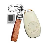 WUZUTU TPU Car Key Case Key Case Accessories Compatible with Leapmotor T03 EV Hatchback 2024 2025 2026 4 Buttons Gold Trim Key Case Key Ring Key Ring B-Beige