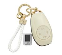 WUZUTU TPU Car Key Case Key Case Accessories Compatible with Leapmotor T03 EV Hatchback 2024 2025 2026 4 Buttons Gold Trim Key Case Key Ring Key Ring A-Beige