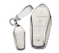 WUZUTU TPU Car Remote Key Case Cover Shell Fob Compatible with BYD Qin Plusdmi Atto 3 Han EV Dolphin Song Pro Anti-Scratched Waterproof Vehicle Car Accessories Key Holder-A White