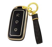 WUZUTU TPU Fashion Golden Car Key Fob Case Compatible with Geely Galaxy EX5 E5 E8 L6 L7 Max 2024 2025 Starry 8 E5 Proton E.MAS 7 Starship L7 Car Accessories Smart Key Protector 3 Buttons-B Black