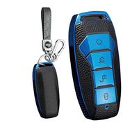WUZUTU TPU Smart Keyless Remote Car Key Fob Case Compatible with BYD Han Ev Tang Dm Qin Plus Song Pro Max Yuan Generation Atto3 Buckle E-Seed GT Full Protection Key Holder Keyring-A Blue
