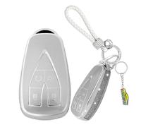 WUZUTU Waterproof TPU Car Key Fob Case Cover Compatible With Changan CS35Plus CS55Plus CS75Plus CS75 Eado UNI-T UNIK Oushang X5 X7 EV 2019-2023 Durable Key Protector Key Holder 4 Buttons-B Silver