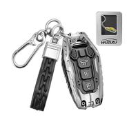 WUZUTU Zinc Alloy Car Key Fob Case Compatible With Audi A5L A5 S5 Q5 Sedan Hybrid A6 Avant 2026 S6 Q6 SQ5 SQ6 Sportback E-tron 2025 Glow In The Dark Key Fob Cover Silicone Key Fob 3 Buttons-B Silver