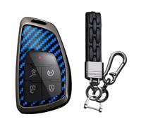 WUZUTU Zinc Alloy Shell Car Key Fob Cover Compatible with Chevy Colorado Suburban for GMC Denali Terrain for Buick Envision for Honda Prologue Full Protection Carbon Fiber Key Case 5 Buttons-A1 Blue