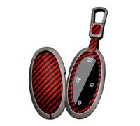 WUZUTU Zine Alloy Smart Remote Control Key Fob Cover Compatible with Hyundai Ioniq 5 6 Grandeur GN7 Kona Elantra Santa Fe Santa Cruz Tucson 2024 2025 Full Protection Carbon Fiber Key Case-Red
