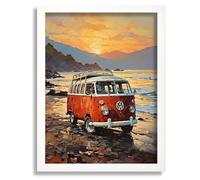 WV Camper Wall Art Print Sunset Sea Picture Camper Print Campervan Life Artwork Poster A5 - Wall Art Home Decor Movie Poster Canvas Film Cinema Retro Vintage Cult Classic Nostargic Saga Modern reprin