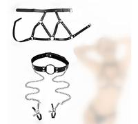 WVF6- PU Leather Adjustable Black Soft Faux Product for Both Men and Women BDSM Bondage Sets Bdsms Kit Bondagewear Women